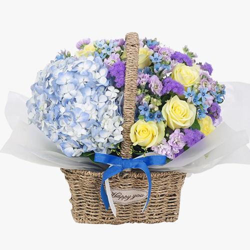러블리블루 꽃바구니 - 꽃바구니 생일 선물 프로포즈 전국꽃배달 장미 출산 수국