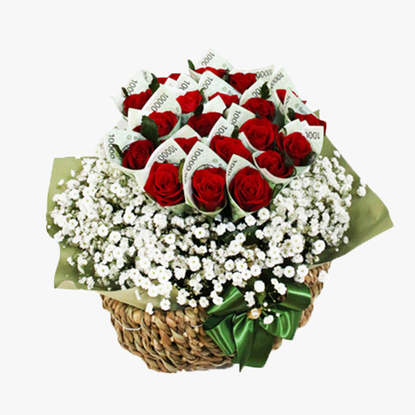 러브 돈 꽃바구니 (현금별도) - 꽃바구니 장미 생일 프로포즈 선물 전국꽃배달서비스
