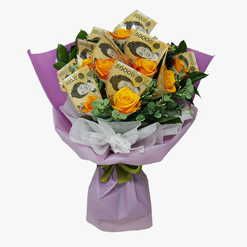 옐로머니 돈 꽃다발 (현금별도) - 꽃다발 장미 생일 프로포즈 선물 전국꽃배달서비스