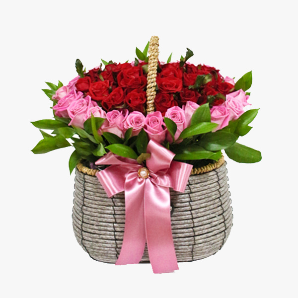 하트장미 믹스 꽃바구니 - 꽃바구니 장미 생일 프로포즈 선물 전국꽃배달서비스