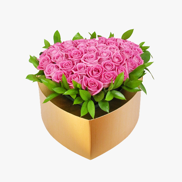 하트상자 (핑크) - 꽃바구니 장미 생일 프로포즈 선물 전국꽃배달서비스